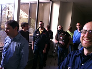 Bloggers and HP people waiting to tour lab A photo of bloggers and HP personnel waiting to go on the lab tour